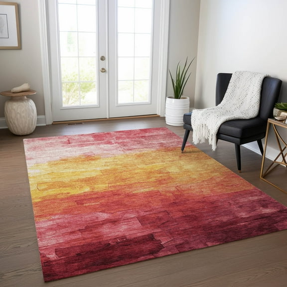 Addison Rugs Chantille Indoor/Outdoor Transitional Stripes Blush Washable Rectangle Rug, 10' x 14'