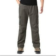 thumbnail image 2 of YUELONGHU Men's Casual Cargo Pants Mens Cargo Pants Black Mens Loose Casual Pocket Straight Solid Color Outdoor Overalls Trousers M, 2 of 6
