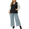 thumbnail image 2 of Agnes Orinda Plus Size Jeans Vests for Women Button Down V Neck Waistcoat Sleeveless Denim Vest 3X Black, 2 of 6