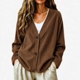 thumbnail image 4 of GEWSEY Women Corduroy Button Down Shacket Jacket V Neck Long Sleeve Casual Oversized Lightweight Cardigan Coat with Pockets (Coffee, XL), 4 of 9