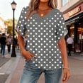 thumbnail image 7 of Sexlip Womens Short Sleeve V Neck Blouse Polka Dot Print Design Breathable Fabric Relaxed Silhouette for Casual Outings Gray XXL, 7 of 7