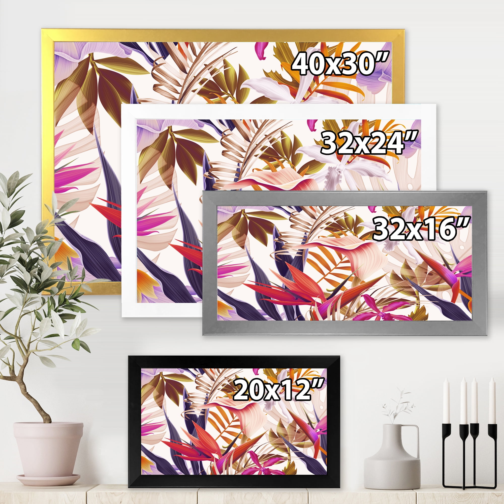 Designart 'VIntage Tropical Flowers III' Traditional Framed Art Print
