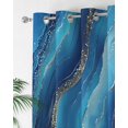 thumbnail image 2 of Blue and Gold Marble Thermal Insulated Blackout Curtains for Bedroom 24 Length Modern Abstract Ocean Blue Gradient Room Darkening Curtain 1 Panel Grommet Window Curtain Drape for Living Room, 2 of 7