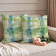 thumbnail image 2 of Blue Green Gradient Pillow Covers 2 Pack Geometric Grids Pillowcase Waterproof Outdoor Throw Pillow Cover for Patio Garden Square Cushion 20”x20”, 2 of 9