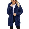 thumbnail image 1 of Plush Jacket Womens Light Jacket, Basic Solid Color Long Sleeve Coat with Side Pockets, Essential Layering Piece for Unpredictable Weather and Travel PackingNavyXL, 1 of 4
