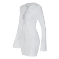 thumbnail image 6 of Seyurigaoka Women Long Sleeve Dress Casual Solid Color Bandage Cutout Slim Fit Party Dress for Beach Club Streetwear, 6 of 9