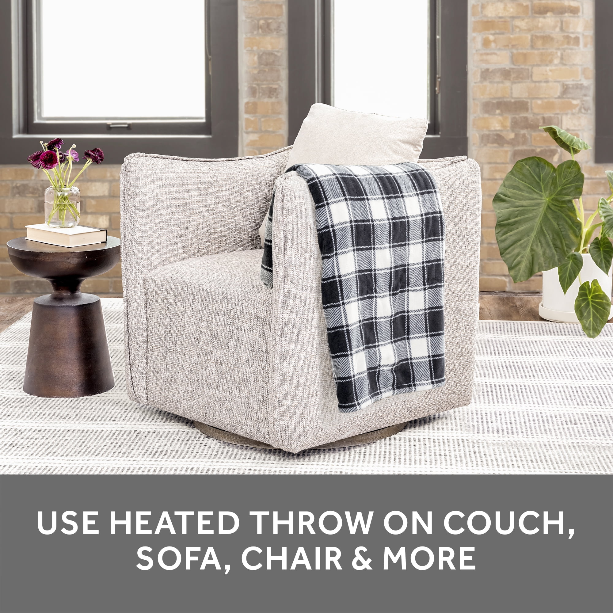 Sunbeam Black Buffalo Heated Throw