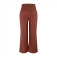 thumbnail image 3 of Pantalones Anchos de Cintura Alta para Mujer, Pantalones Casuales de Playa Fluidos de Verano con Bolsillos. Vino Tinto XL, 3 of 10