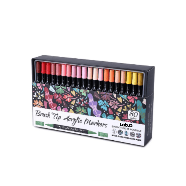 80 Colores Marcadores Plumones Acrílico Punta Pincel Kit Lab.G Multicolor