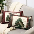 thumbnail image 2 of Merry Christmas Lumbar Pillow Covers 12x20 Set of 2 Red Classic Checkered Green Xmas Tree Throw Pillow Covers Holiday Pillowcase Rectangular Cushion Case for Couch Sofa, 2 of 6