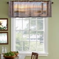 thumbnail image 4 of 2 Pack Valances for Windows, Wooden Window Coastal Window Valances for Living Room/Bedroom/Bathroom, Seaside Summer Beach Sunset Light Filtering Kitchen Curtain Valance Window Treatment 60"W x18" L, 4 of 9