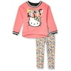Hello Kitty Toddler Girls 2 Piece Sweatshirt and Pant Legging Set, Coral, 3T