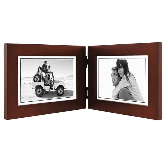 LINEAR Hinged Double Walnut Landscape 6x4 frame by Malden