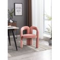 thumbnail image 2 of Modern Velvet Dining Chairs Set of 2, Upholstered Barrel Side Chairs Kitchen Armchair Accent Dining Chair, Comfy Vanity Chairs with Open-Back and 3 Legs, for Living Room/Dining Room/Bedroom, Pink, 2 of 9