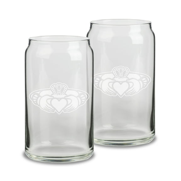 Claddagh Ring Logo 16 oz Beer Can Glass - Set of 2