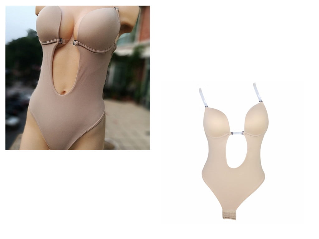 HEVIRGO 2 Pack Women Seamless Backless Shapewear Underwear Dress Push