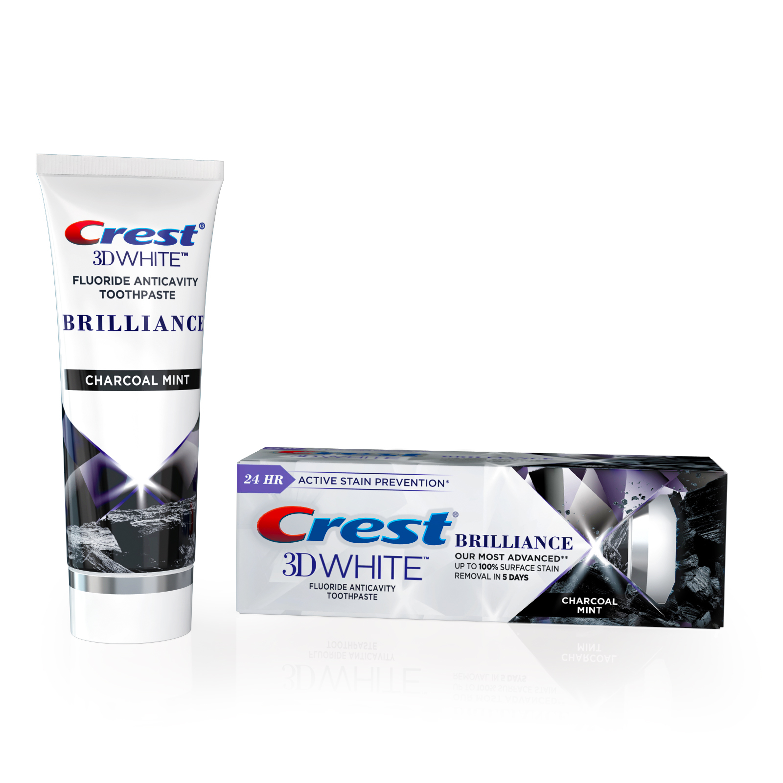 Crest 3D White Brilliance Charcoal Teeth Whitening Toothpaste, Mint, 3.9 oz - image 2 of 11