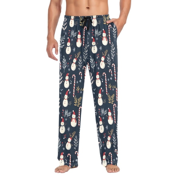 FORMRS Mens Pajama Pants with Pockets Sleepwear Lounge Bottoms Sizes S-2XL, Jolly Snowman