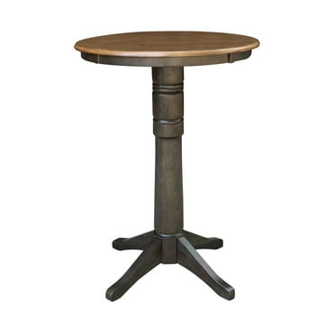 30" Round Top Solid Wood Pedestal Table in Hickory/Washed Coal - Bar Height