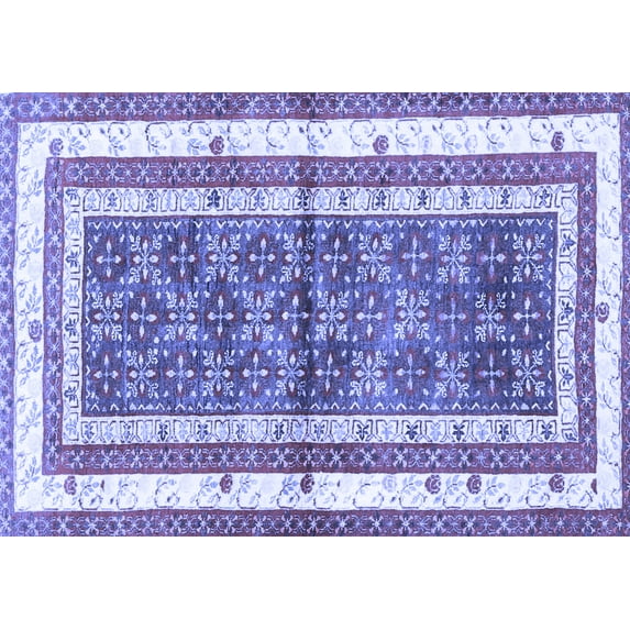 Ahgly Company Machine Washable Indoor Rectangle Persian Blue Traditional Area Rugs, 2' x 4'