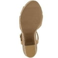 thumbnail image 4 of SUN STONE Womens Beige Cushioned Comfort Adjustable Woven-Like 1" Platform T-Strap Slip Resistant Jamie Round Toe Block Heel Buckle Slingback Sandal 8 M, 4 of 4