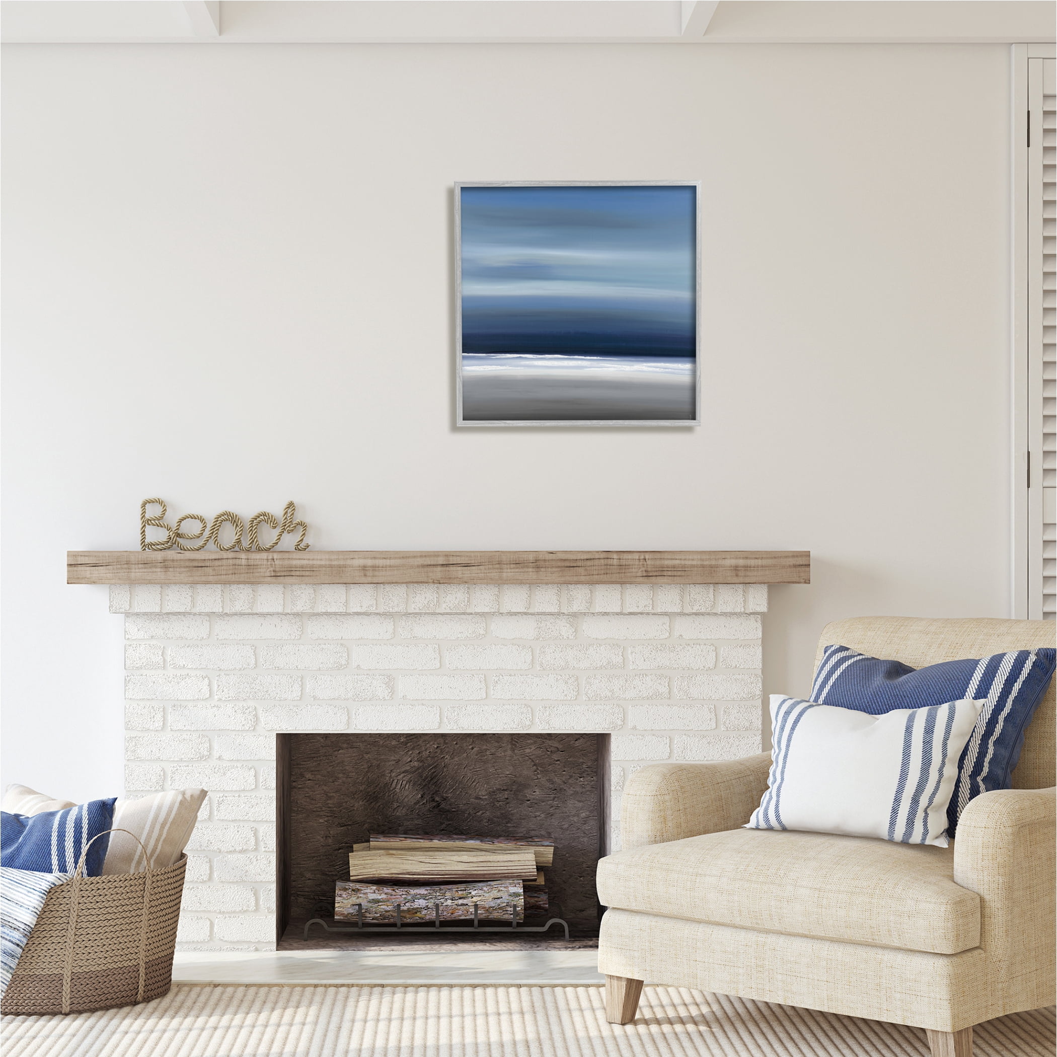 Stupell Industries Abstract Beach Gradient Abstract Painting Gray Framed Art Print Wall Art, 24 x 24