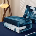 thumbnail image 6 of Homewish Blue Abstract Block Zipper Queen Comforter Set with Fitted Sheet and 2 Pillowcases,Geometric Artwork Zipper Bedding Set,Navy Blue Reversible,4pcs, 6 of 8