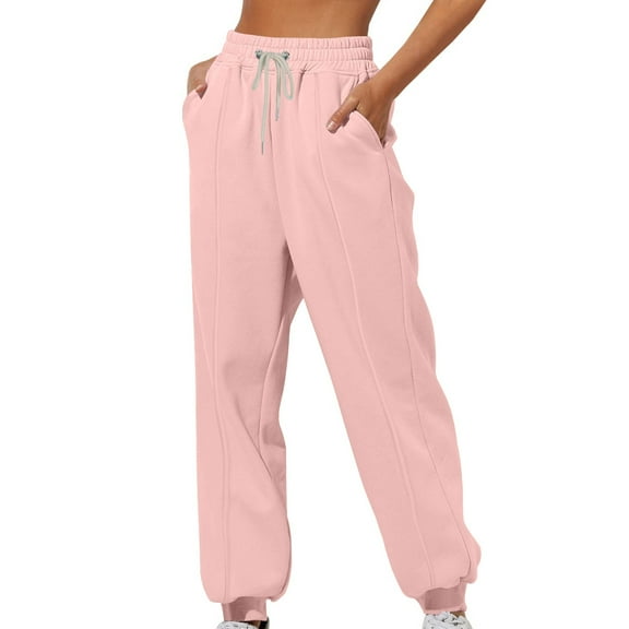 WIZUTIZ Womens Joggers Sweatpants Cotton Linen Pants Solid Casual Loose Beach Trousers Lightweight Straight Legs
