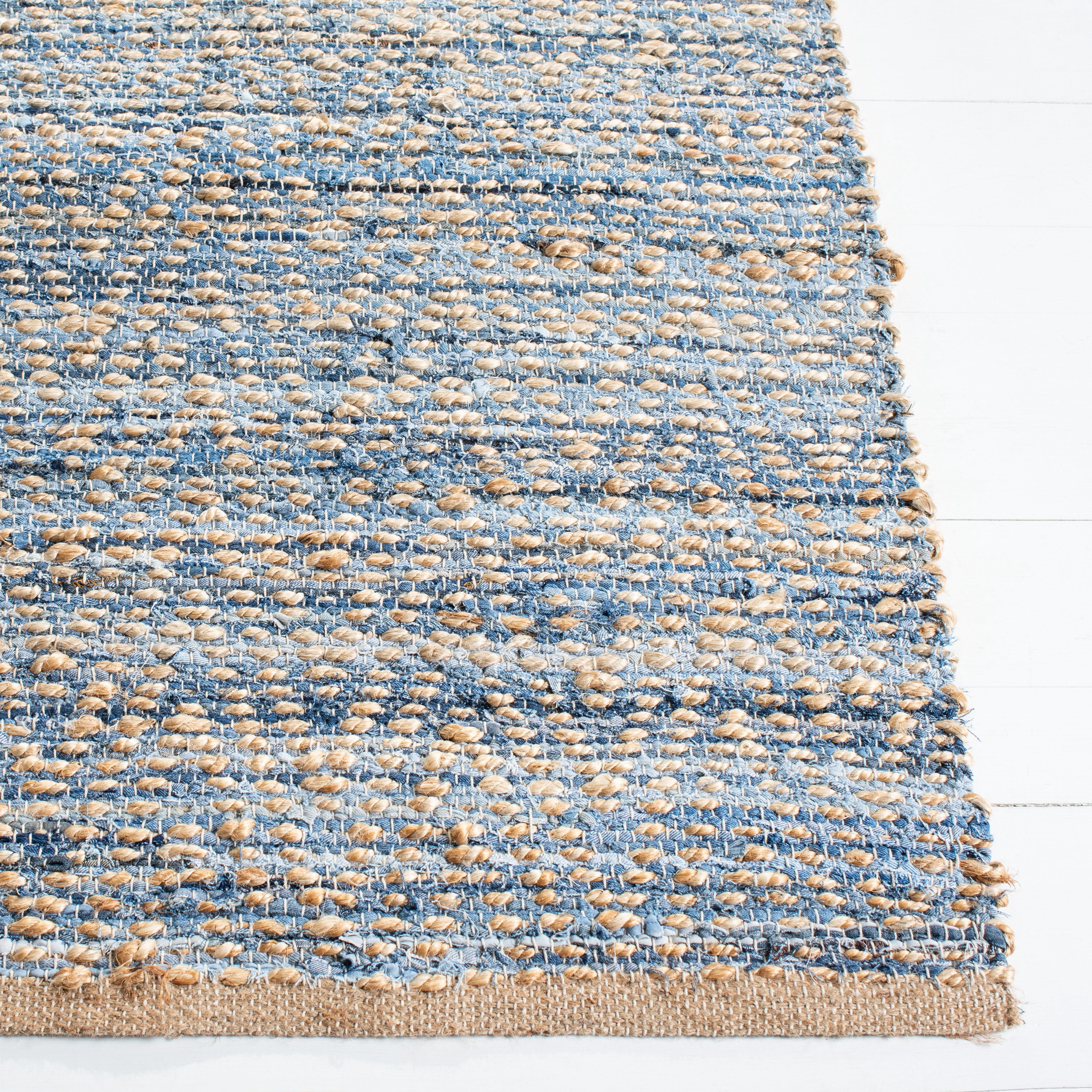 SAFAVIEH Cape Cod Leo Geometric Area Rug, Natural/Blue, 11' x 15'