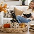thumbnail image 5 of Halloween Pumpkin Decor Set, 10"Fall Decor,Halloween Decorations, Small Witch Hat Pumpkin Figurines with Bow, Lace and Star, Vintage Farmhouse Halloween Tabletop Decor for Home Party Indoor Display-B, 5 of 16