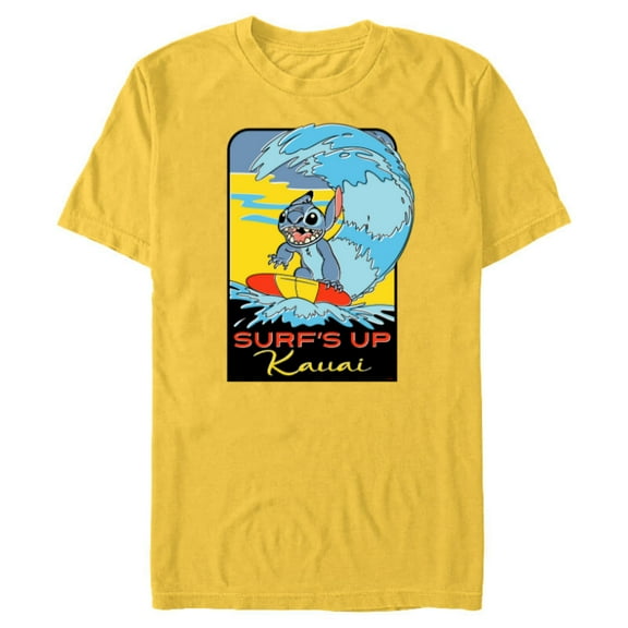 Disney Lilo & Stitch Surf’s Up Kauai - Short Sleeve Blended T-Shirt for Adults - Customized-Yellow