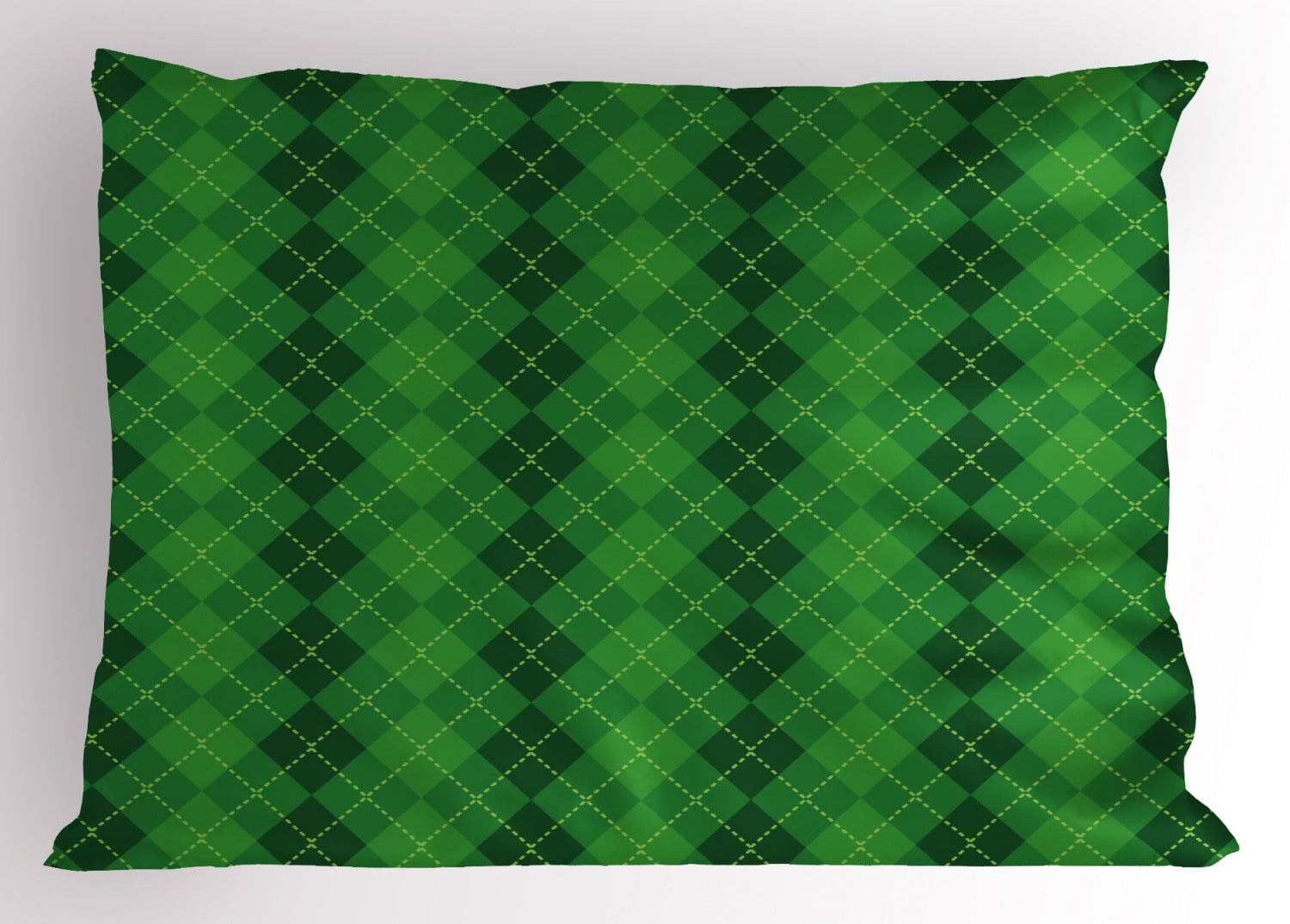 Irish Pillow Sham Antique Tartan Inspired Symmetrical Checkered Diamond