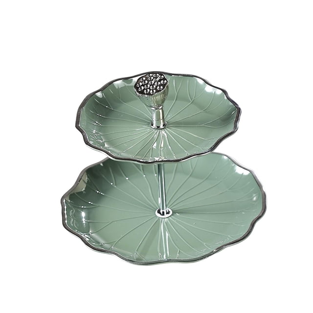 soporte para estante de alimentos Plato de exhibición de dulces, plato de servicio de frutas redondo multipropósito fácil de limpiar, soporte de S 2 niveles verde BLESIY cesta de frutas de encimera