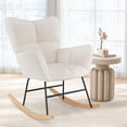 thumbnail image 4 of Gymax Nursery Rocking Chair w/Comfy Backrest & Armrest Solid Wood Base for Living Room, 4 of 10