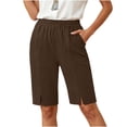 thumbnail image 5 of Elvqul Womens Shorts with Pockets Bermuda Shorts Summer Lounge Mid-Rise Knee Length Shorts for Women, 5 of 9