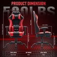 thumbnail image 3 of JONPONY Big and Tall 500LBS Gaming Chair with Footrest and Lumbar Support, High Back Ergonomic Recliner,Height Adjustable Leather Computer Desk Chair for Home Office, Red, 3 of 8