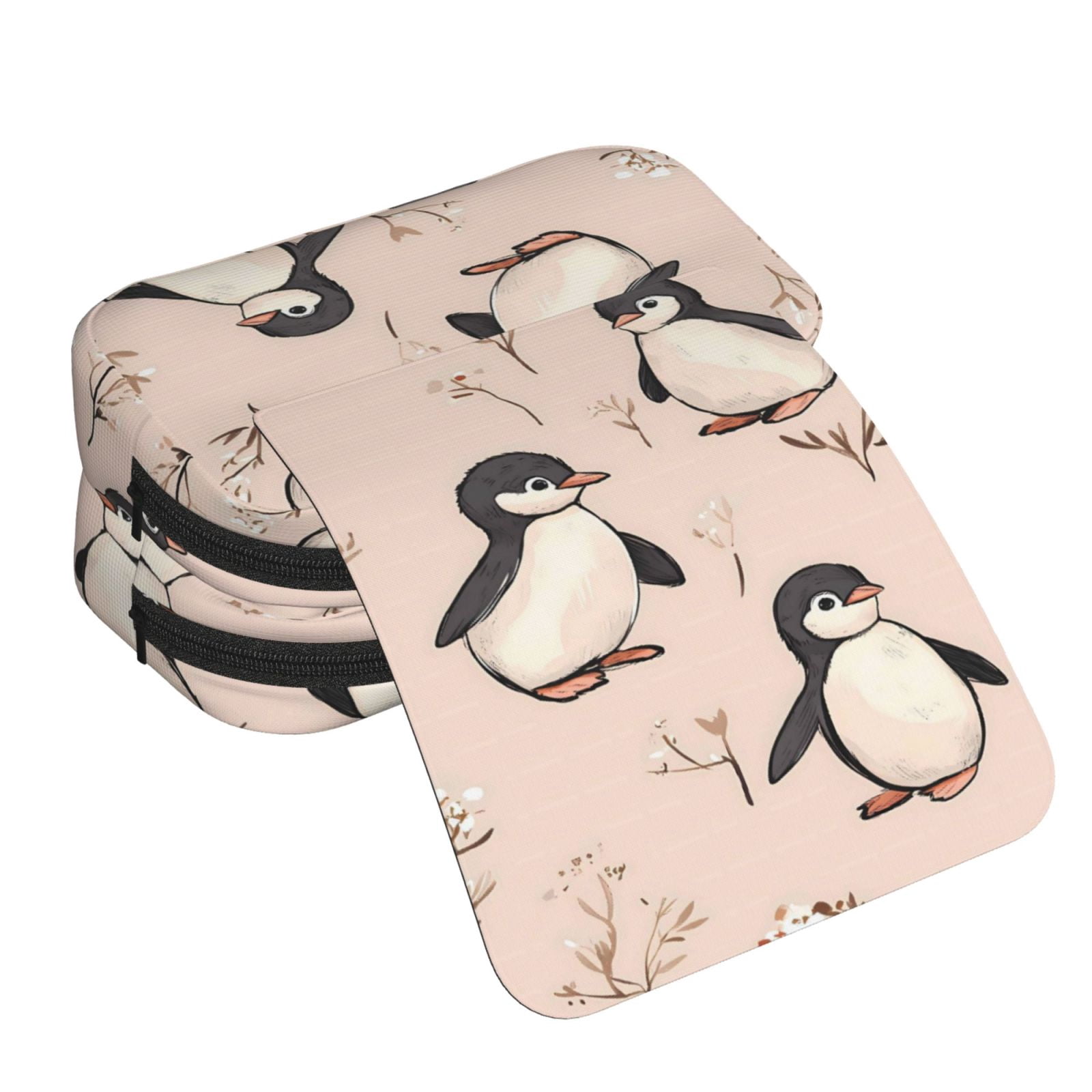 Large-Capacity Flip-Top Double-Layer Pencil Case, Multi-Functional Pocket Pen Case, Durable Stationery Organizer Adorable Penguin