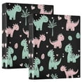 thumbnail image 2 of Pink and Green Dinosaurs 3 Ring Hardcover Binders 1.5in Round Rings for Letter-Size Folder Paper Organizer Pockets for Office Student Recipe, 2 of 9