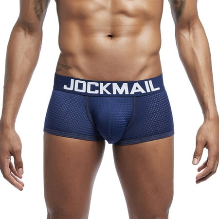 

QWERTYU Men s Underwear Boxer Briefs Soft Comfortable Underwear Trunks Blue M