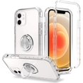 thumbnail image 1 of navor Étui Transparente Compatible pour iPhone 12 Pro 6.1 Pouces, Support Anneau Métallique Compatible avec Support Magnétique pour Voiture Protection contre les Chutes et Dos Rigide Transparent (Crystal Clair), 1 of 4