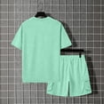 thumbnail image 5 of Mens 2 Piece Outfit Crew Neck Short Sleeve Ligjtweight Drawstring Shorts Summer Solid Color Set With Large Pockets Green L, 5 of 7
