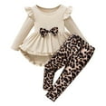 thumbnail image 1 of DuoJiaJ Robe Tricotée Unie à Col Rond Patchwork pour Filles et Jupe Asymétrique avec Leggings Décontractés pour le Quotidien Ensembles de Pyjama de Vacances pour Filles Taille 4-5 Ans, 1 of 5