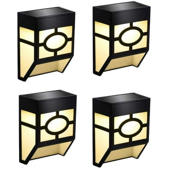 LNKOO Solar Lights Outdoor Decorative, LED Deck Lights Fence Post Solar Lights for Steps, Wall, Front Door, Backyard, Railing, Waterproof, Warm White, 4-Pack