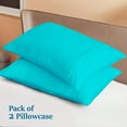 thumbnail image 4 of 600 Thread Count Egyptian Cotton 2-Piece Pillowcase Set with Envelope Closure, Queen Size (20" x 30") Turquoise Stripe, 4 of 4