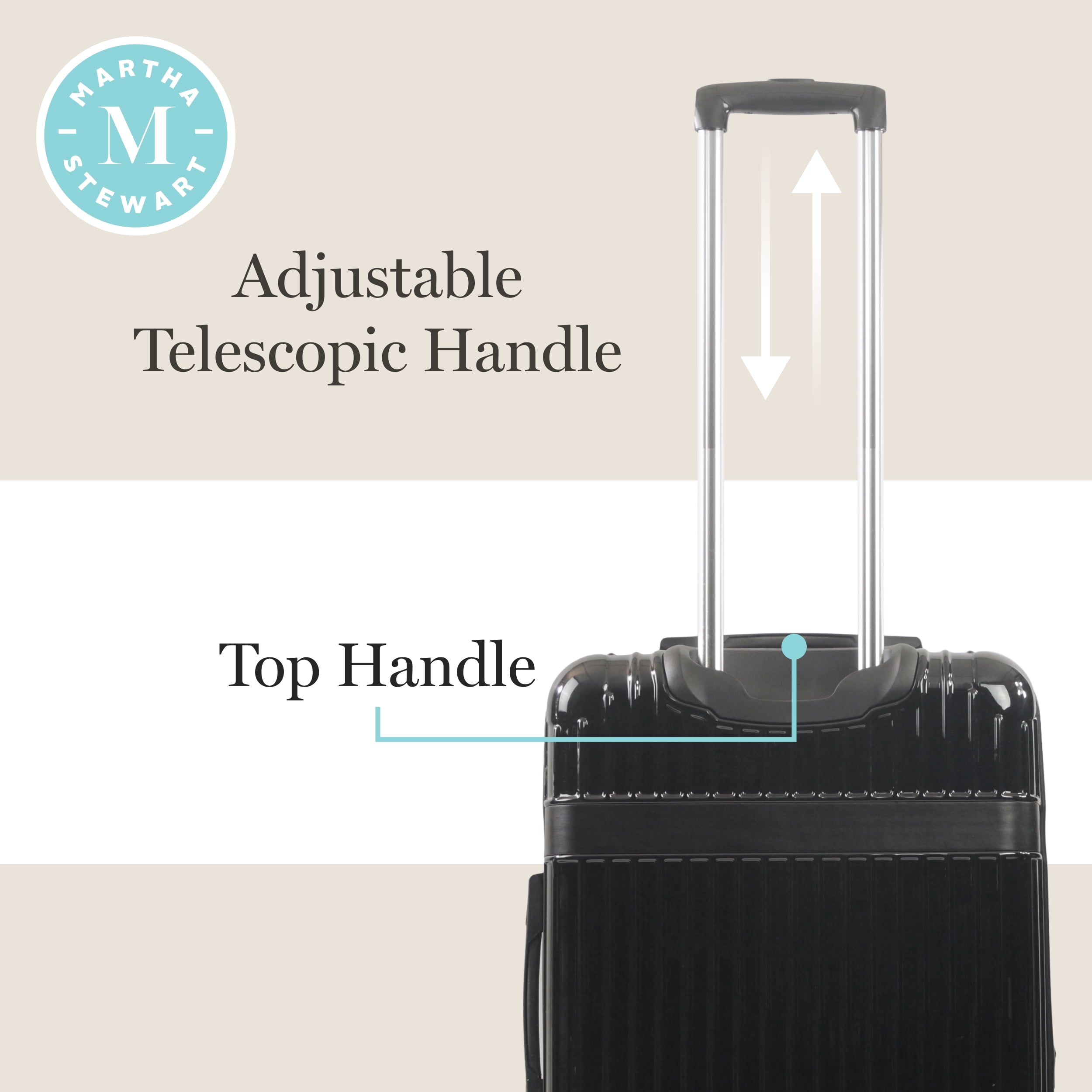 Martha Stewart The Bedford 26 Inch Rolling Luggage, Hardshell Suitcase with Spinner Wheels, Black