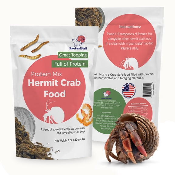 Protein Mix Hermit Crab Food – Insects, Krill & Sprouted Grains – Great as Topper – 56g – Snout and Shell