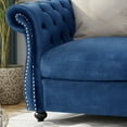 thumbnail image 6 of Ember Interiors Aaniya Velvet Chesterfield Loveseat Sofa, Navy Blue, 6 of 10
