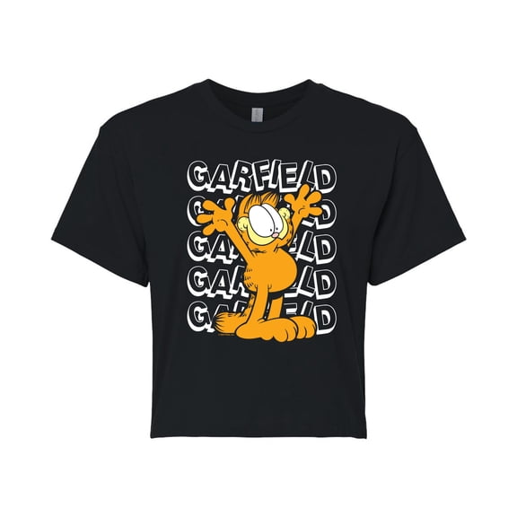 Garfield - Garfield Repeated - Juniors Cropped Cotton Blend T-Shirt