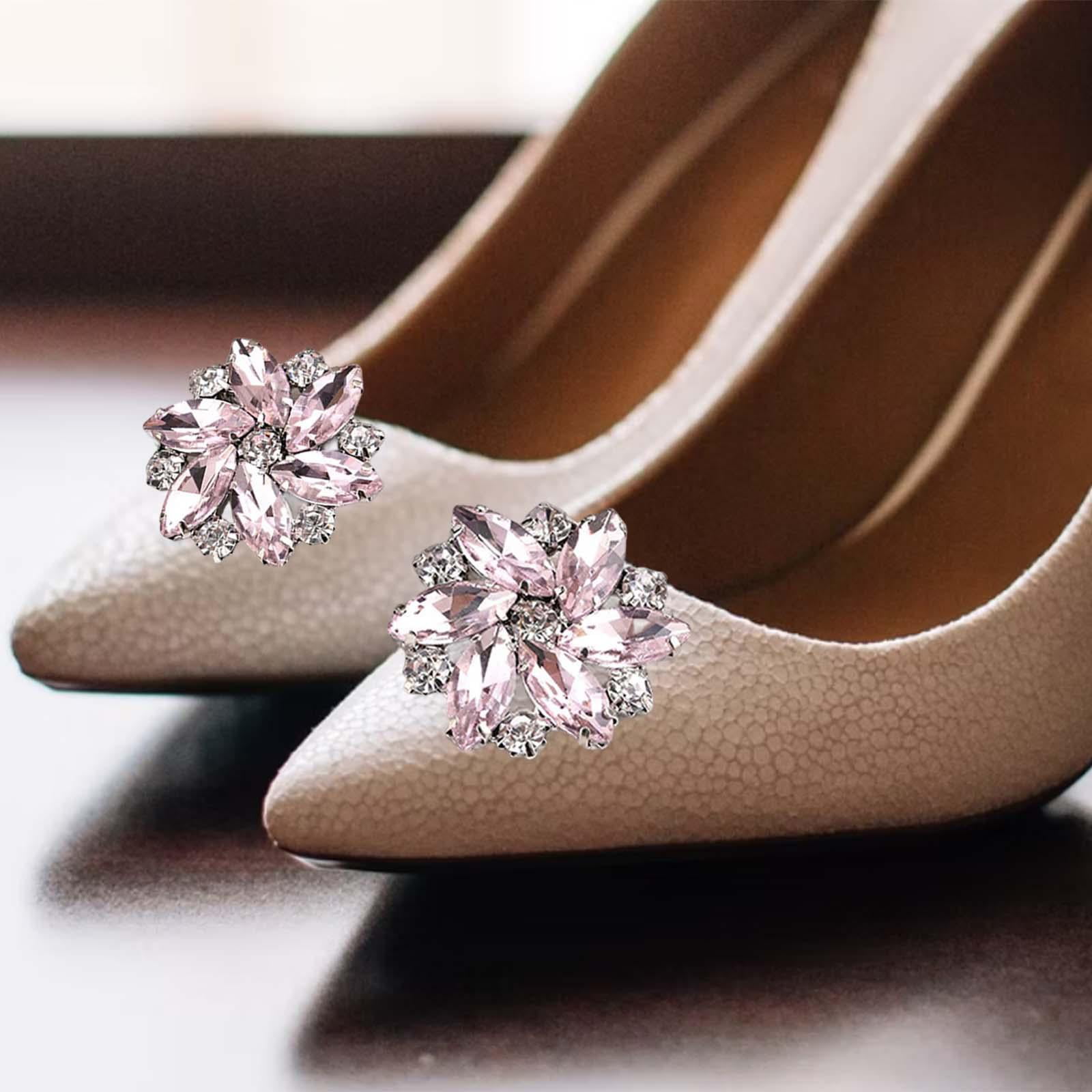  Rhinestone Crystal Flower Shoe Buckle Shoe Clips Elegant Charms  Dress Hat Shoes Clips fof Fashion Bridal wedding Shoes Decoration (Red) :  Clothing, Shoes & Jewelry