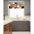 thumbnail image 5 of Kitchen Cafe Valance Curtain for Small Windows,Modern Minimalist Geometric Rod Pocket Short Valances Orange Gray Black Rectangle Blocks Window Treatment Panel for Living Room/Bedroom/Bathroom,60x18in, 5 of 9